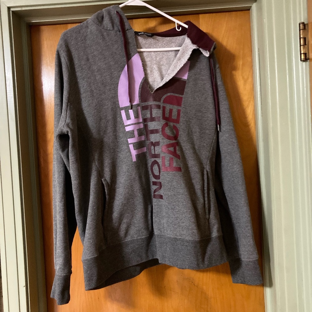 The North Face Gray Hoodie Pull Over Women's Size XL
